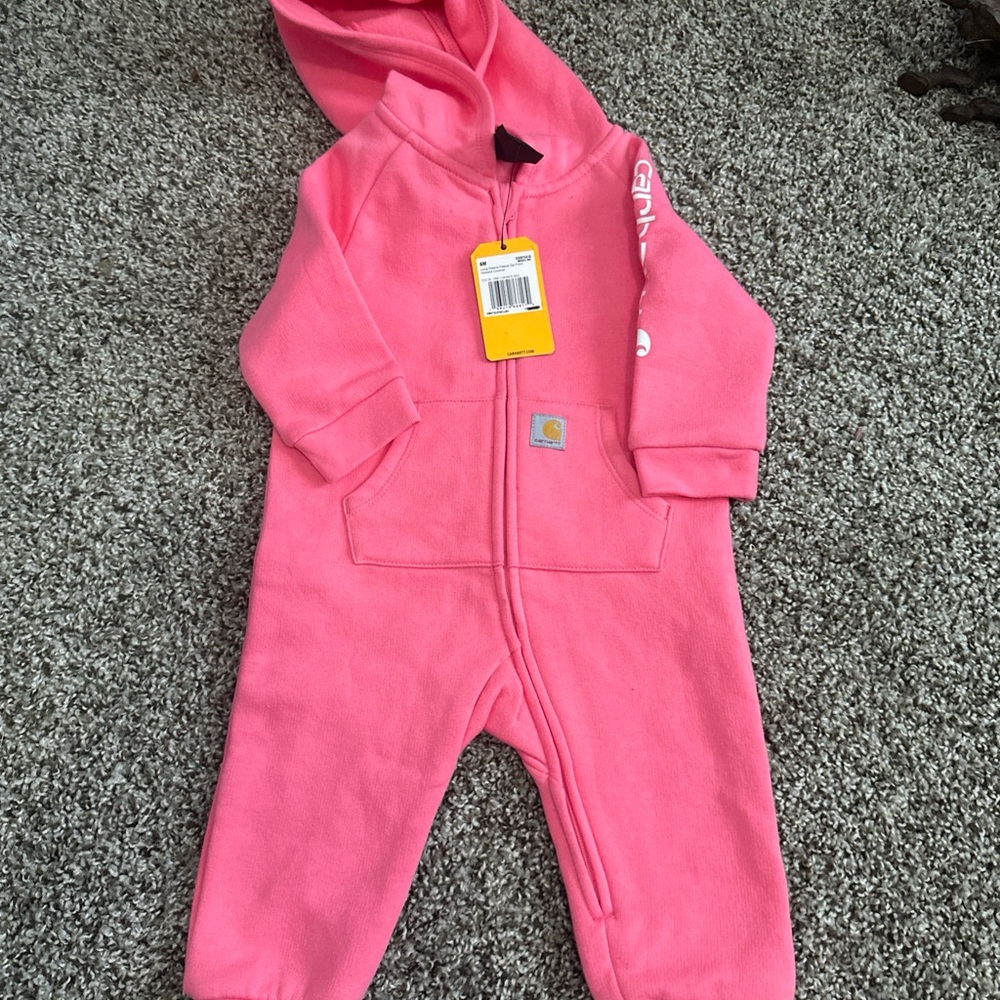 Carhartt Bright Pink Kids zip up one Piece